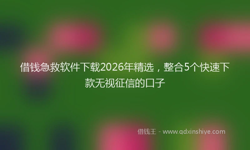 借钱急救软件下载2026年精选，整合5个快速下款无视征信的口子