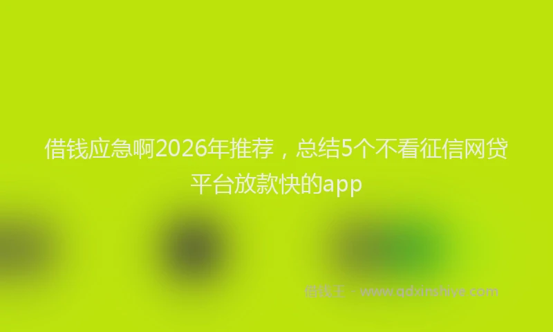 借钱应急啊2026年推荐，总结5个不看征信网贷平台放款快的app