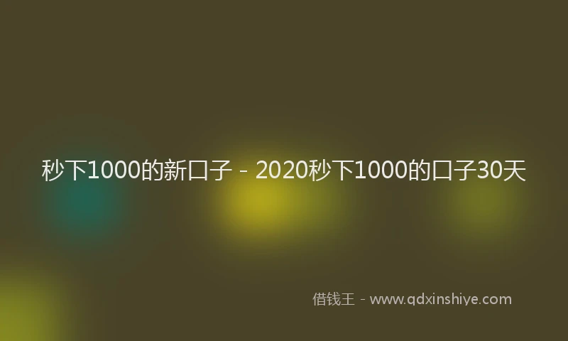 秒下1000的新口子 - 2020秒下1000的口子30天
