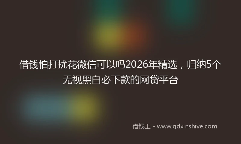 借钱怕打扰花微信可以吗2026年精选，归纳5个无视黑白必下款的网贷平台