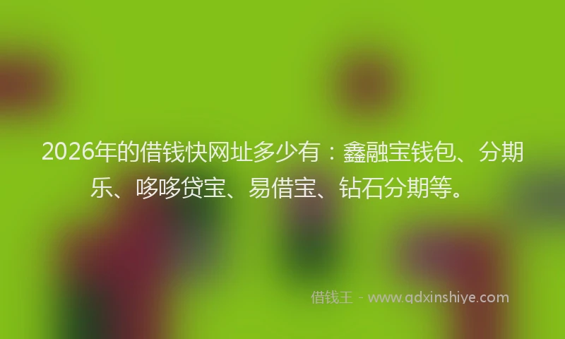 2026年的借钱快网址多少有：鑫融宝钱包、分期乐、哆哆贷宝、易借宝、钻石分期等。