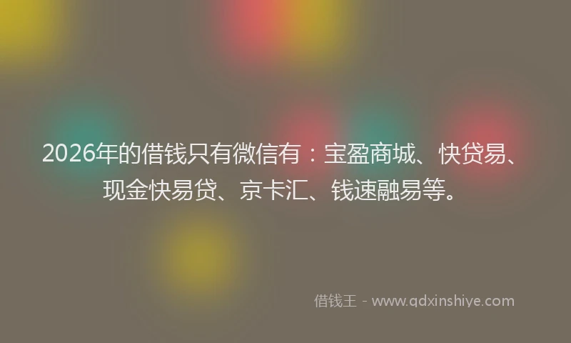 2026年的借钱只有微信有:宝盈商城、快贷易、现金快易贷、京卡汇、钱速融易等。
