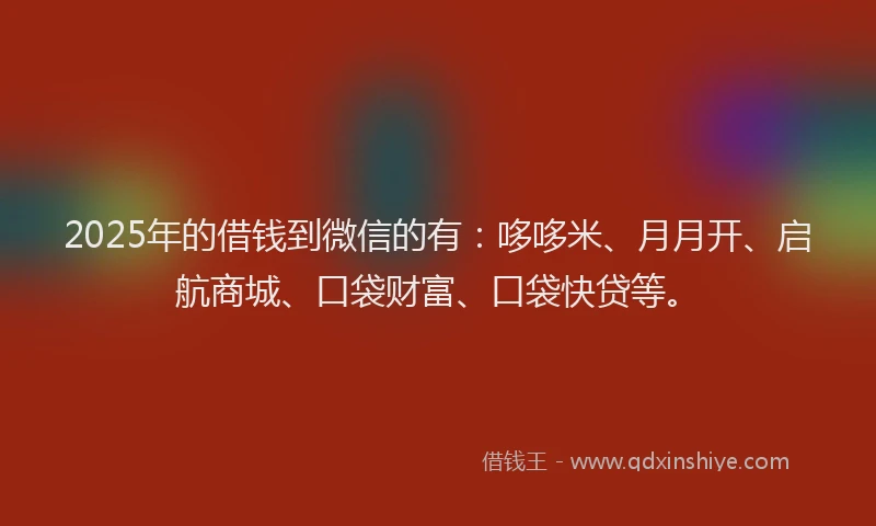 2025年的借钱到微信的有：哆哆米、月月开、启航商城、口袋财富、口袋快贷等。