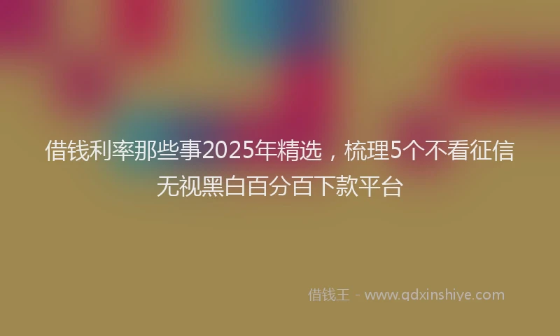 借钱利率那些事2025年精选，梳理5个不看征信无视黑白百分百下款平台
