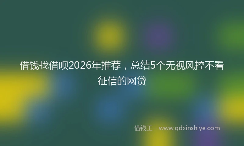 借钱找借呗2026年推荐,总结5个无视风控不看征信的网贷