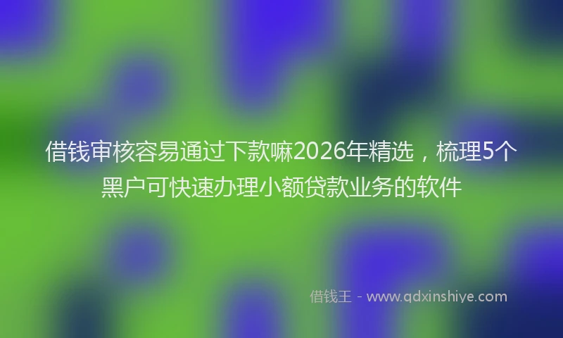 借钱审核容易通过下款嘛2026年精选，梳理5个黑户可快速办理小额贷款业务的软件