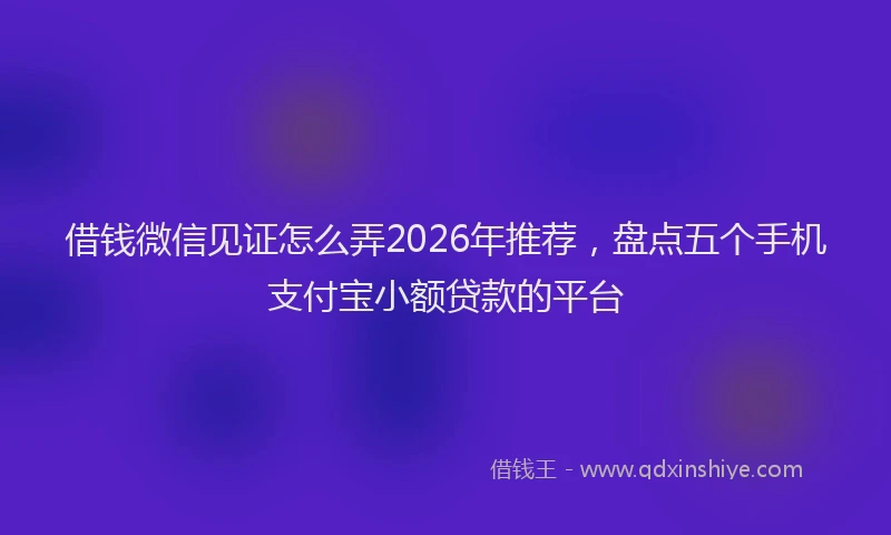 借钱微信见证怎么弄2026年推荐，盘点五个手机支付宝小额贷款的平台