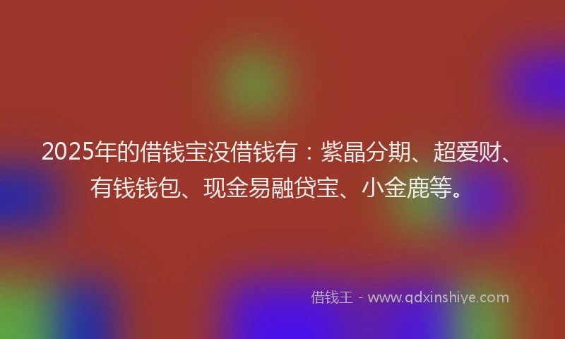 2025年的借钱宝没借钱有：紫晶分期、超爱财、有钱钱包、现金易融贷宝、小金鹿等。