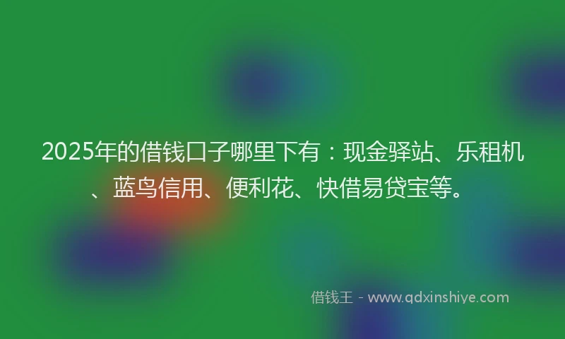 2025年的借钱口子哪里下有:现金驿站、乐租机、蓝鸟信用、便利花、快借易贷宝等。
