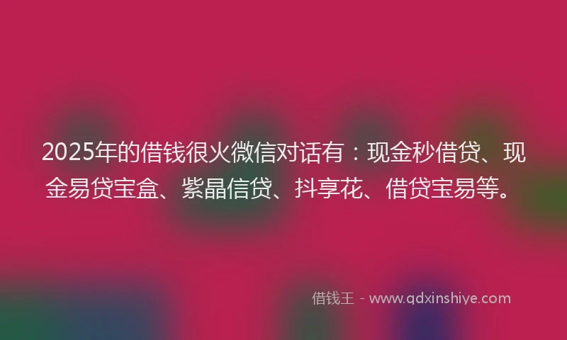 2025年的借钱很火微信对话有：现金秒借贷、现金易贷宝盒、紫晶信贷、抖享花、借贷宝易等。