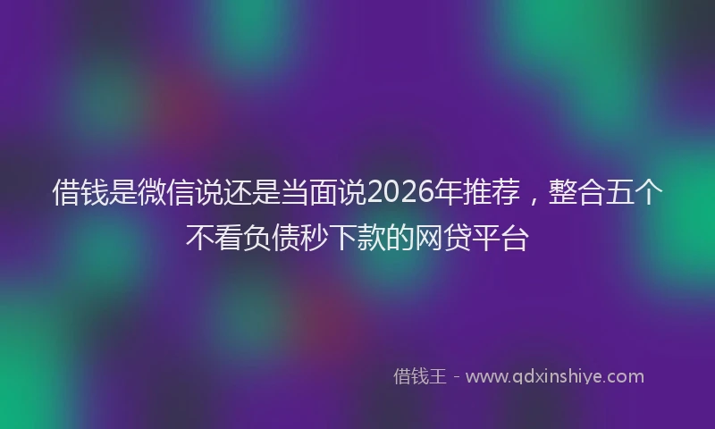 借钱是微信说还是当面说2026年推荐，整合五个不看负债秒下款的网贷平台