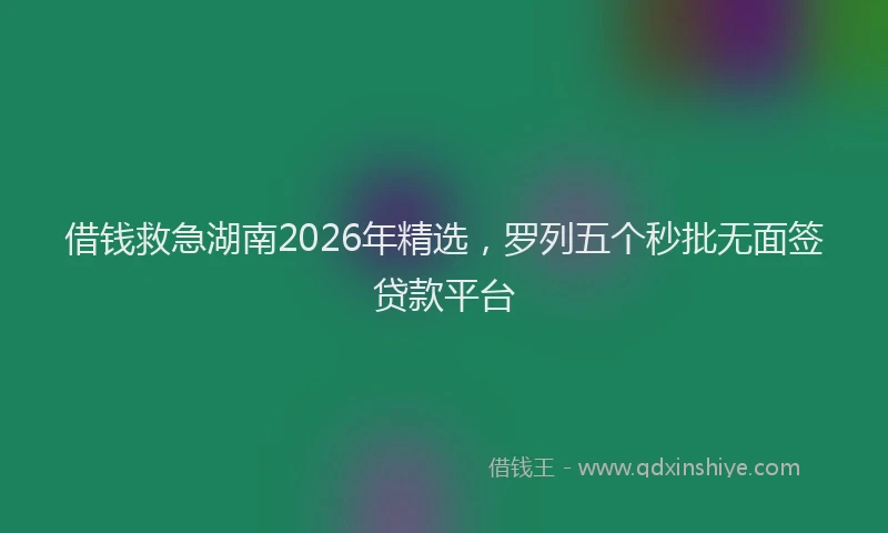 借钱救急湖南2026年精选，罗列五个秒批无面签贷款平台