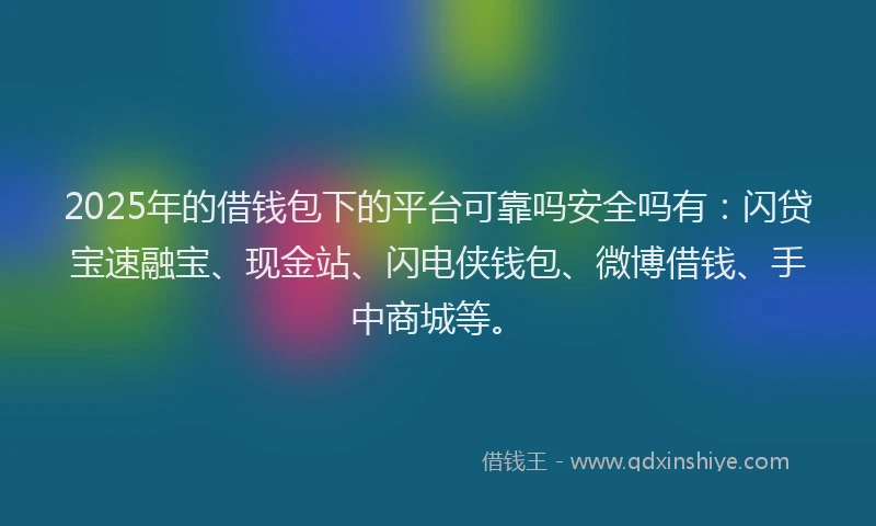 2025年的借钱包下的平台可靠吗安全吗有：闪贷宝速融宝、现金站、闪电侠钱包、微博借钱、手中商城等。
