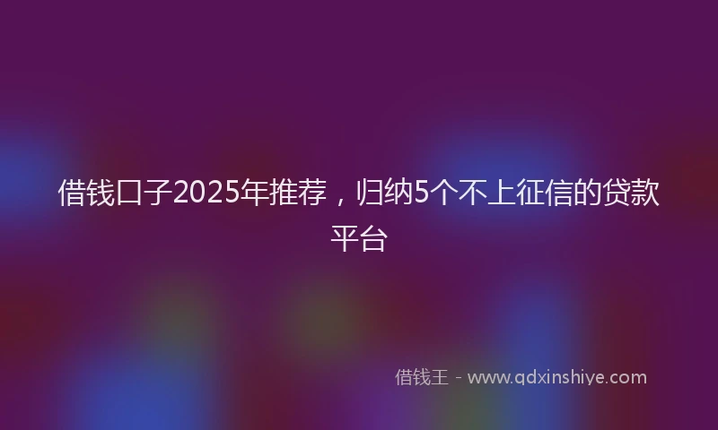 借钱口子2025年推荐，归纳5个不上征信的贷款平台
