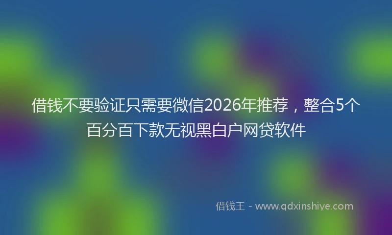 借钱不要验证只需要微信2026年推荐，整合5个百分百下款无视黑白户网贷软件