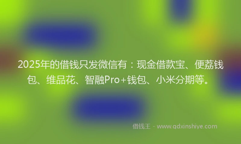 2025年的借钱只发微信有:现金借款宝、便荔钱包、维品花、智融Pro+钱包、小米分期等。