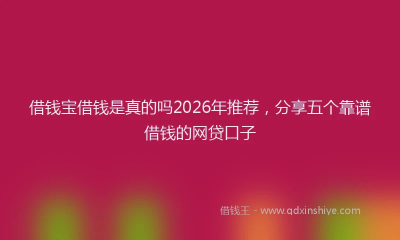 借钱宝借钱是真的吗2026年推荐，分享五个靠谱借钱的网贷口子