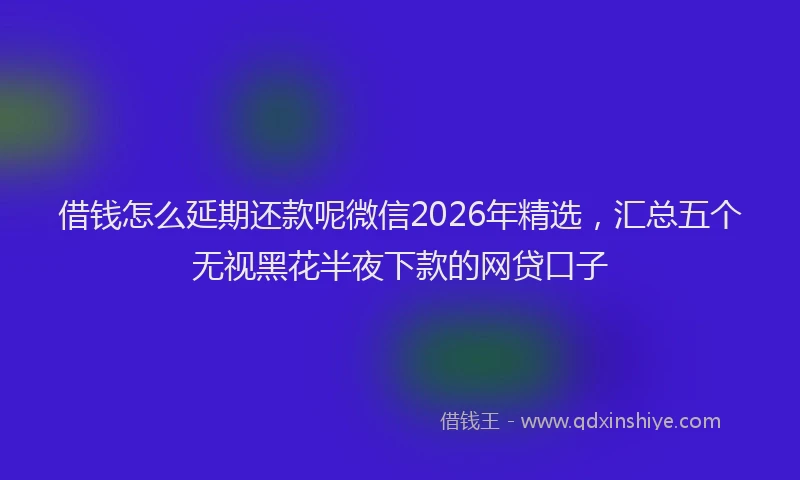 借钱怎么延期还款呢微信2026年精选，汇总五个无视黑花半夜下款的网贷口子