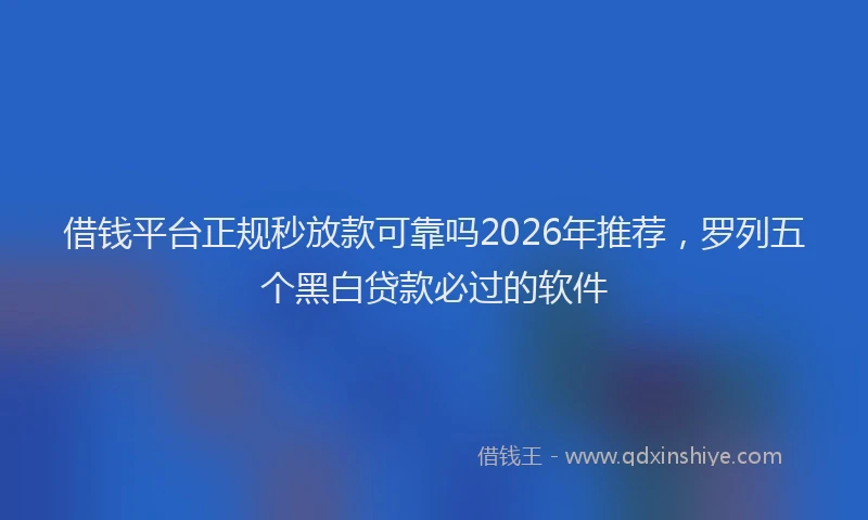 借钱平台正规秒放款可靠吗2026年推荐，罗列五个黑白贷款必过的软件