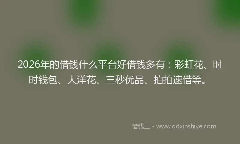 2026年的借钱什么平台好借钱多有:彩虹花、时时钱包、大洋花、三秒优品、拍拍速借等。