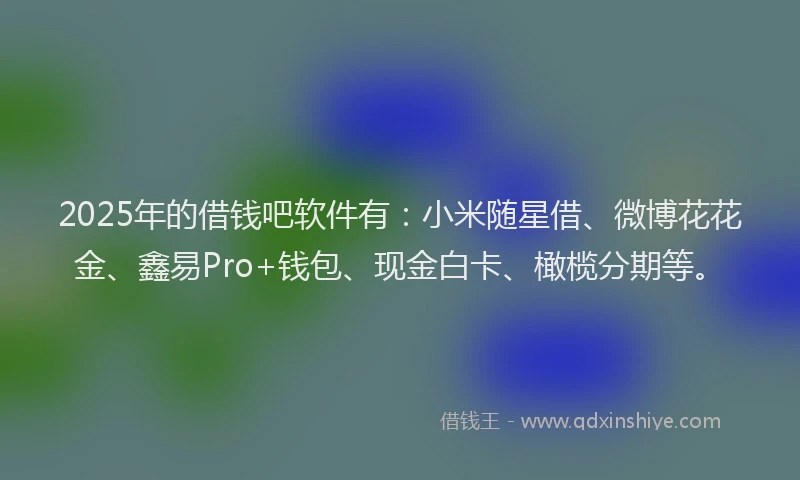 2025年的借钱吧软件有：小米随星借、微博花花金、鑫易Pro+钱包、现金白卡、橄榄分期等。