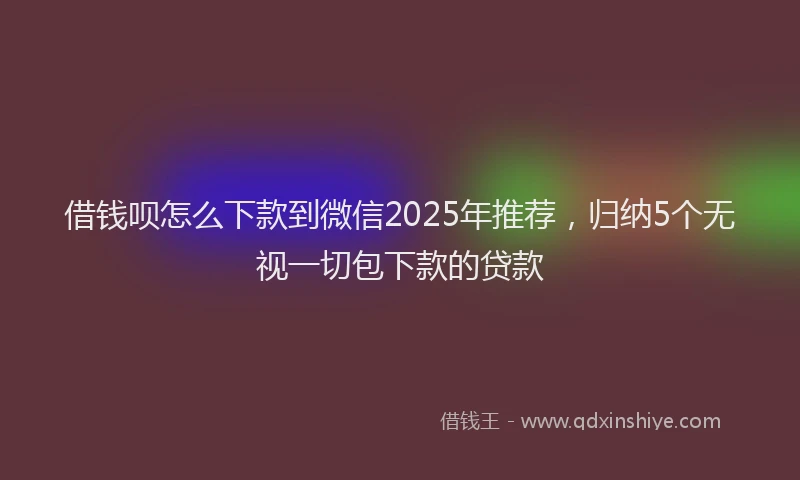 借钱呗怎么下款到微信2025年推荐，归纳5个无视一切包下款的贷款