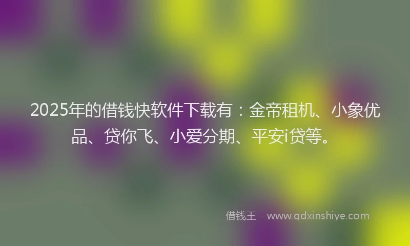 2025年的借钱快软件下载有:金帝租机、小象优品、贷你飞、小爱分期、平安i贷等。