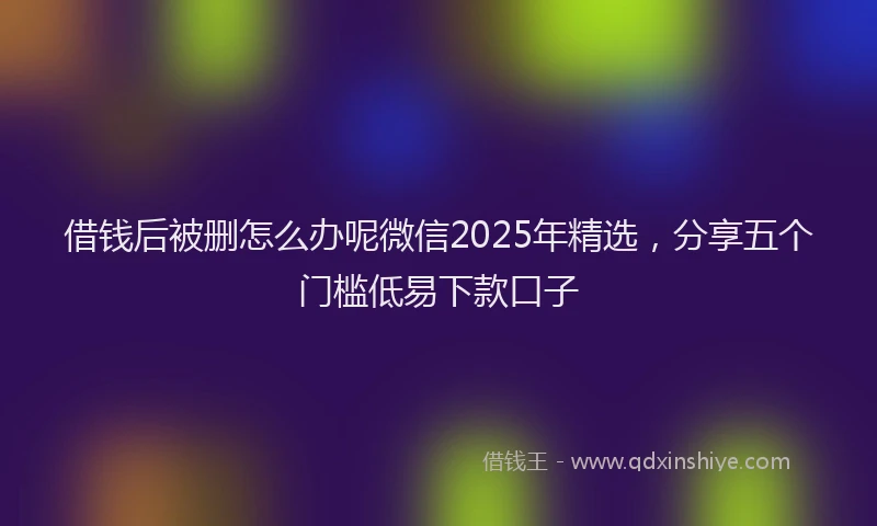 借钱后被删怎么办呢微信2025年精选，分享五个门槛低易下款口子