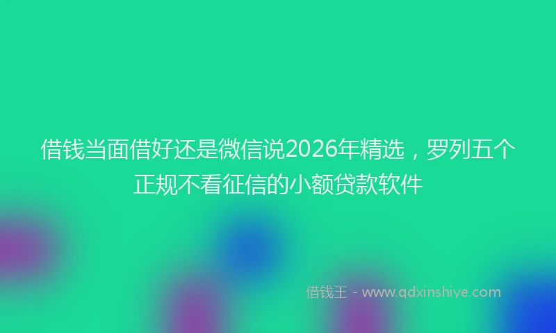 借钱当面借好还是微信说2026年精选，罗列五个正规不看征信的小额贷款软件
