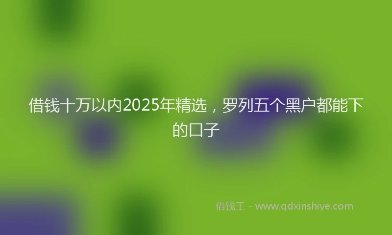 借钱十万以内2025年精选，罗列五个黑户都能下的口子