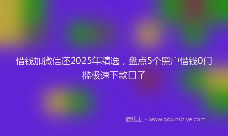 借钱加微信还2025年精选，盘点5个黑户借钱0门槛极速下款口子