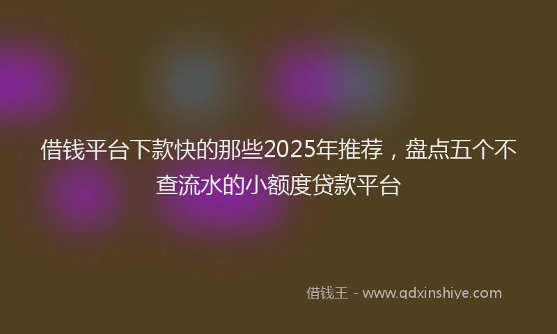 借钱平台下款快的那些2025年推荐，盘点五个不查流水的小额度贷款平台