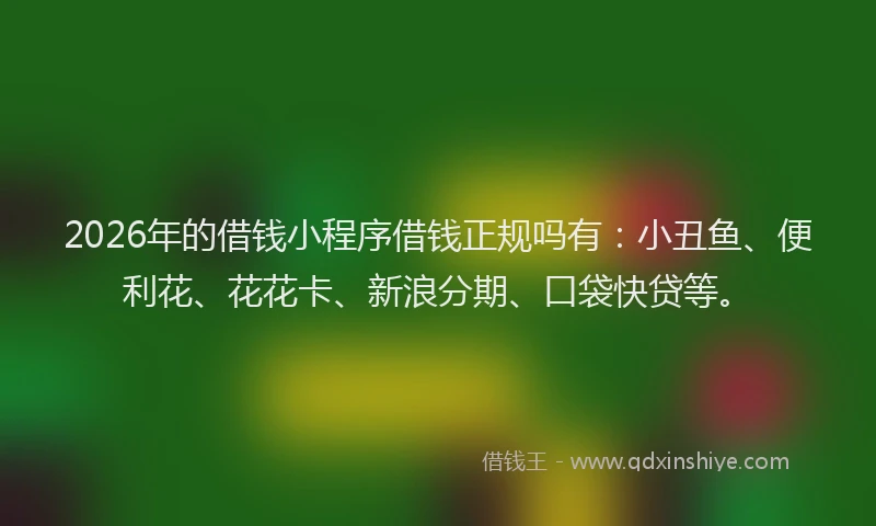 2026年的借钱小程序借钱正规吗有：小丑鱼、便利花、花花卡、新浪分期、口袋快贷等。