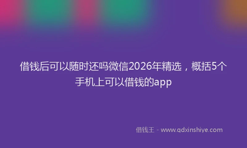 借钱后可以随时还吗微信2026年精选，概括5个手机上可以借钱的app