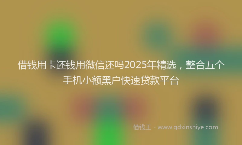 借钱用卡还钱用微信还吗2025年精选，整合五个手机小额黑户快速贷款平台