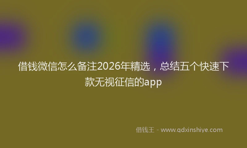 借钱微信怎么备注2026年精选，总结五个快速下款无视征信的app