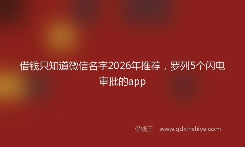 借钱只知道微信名字2026年推荐,罗列5个闪电审批的app