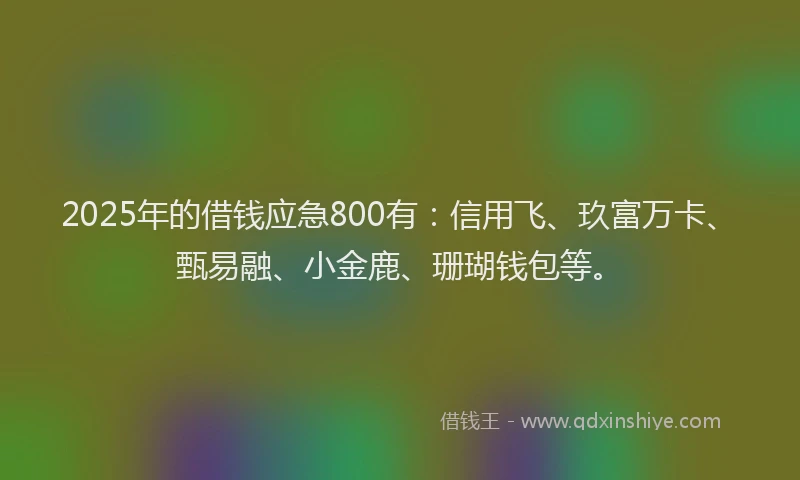2025年的借钱应急800有：信用飞、玖富万卡、甄易融、小金鹿、珊瑚钱包等。