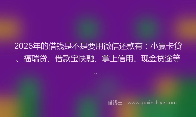 2026年的借钱是不是要用微信还款有：小赢卡贷、福瑞贷、借款宝快融、掌上信用、现金贷途等。