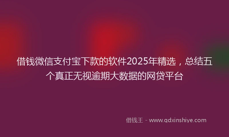 借钱微信支付宝下款的软件2025年精选，总结五个真正无视逾期大数据的网贷平台