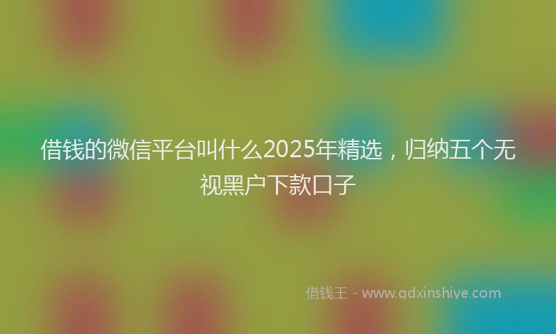 借钱的微信平台叫什么2025年精选，归纳五个无视黑户下款口子