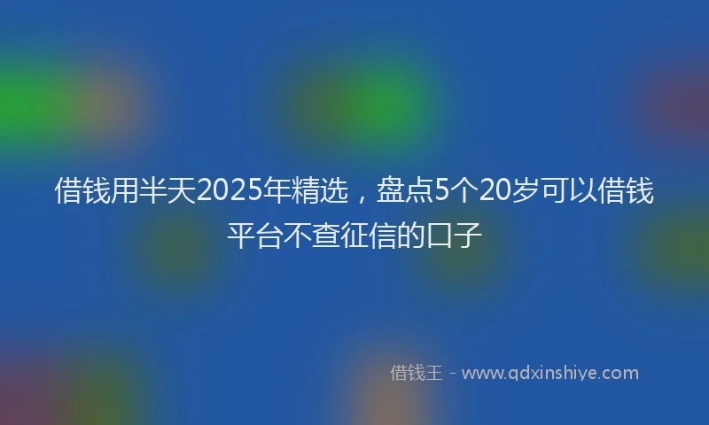 借钱用半天2025年精选，盘点5个20岁可以借钱平台不查征信的口子