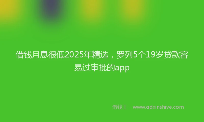 借钱月息很低2025年精选，罗列5个19岁贷款容易过审批的app