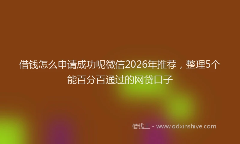 借钱怎么申请成功呢微信2026年推荐，整理5个能百分百通过的网贷口子