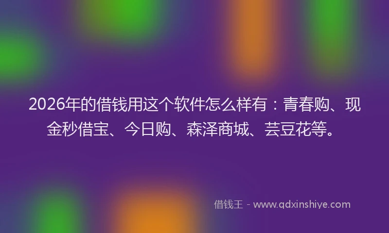 2026年的借钱用这个软件怎么样有：青春购、现金秒借宝、今日购、森泽商城、芸豆花等。