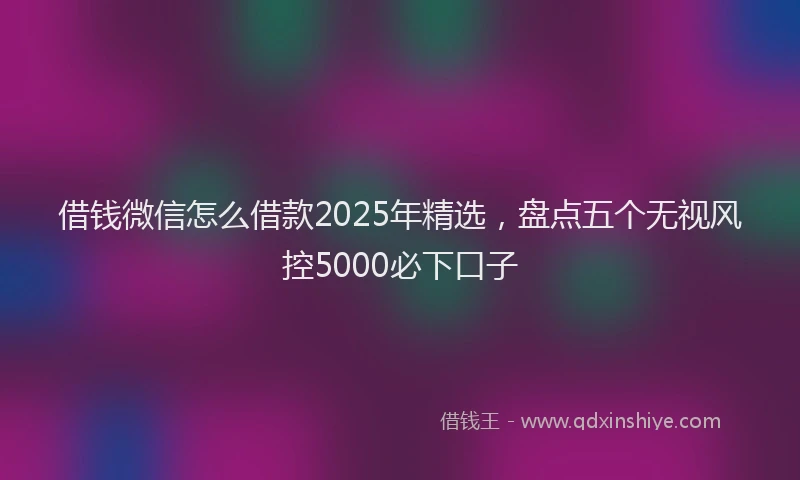 借钱微信怎么借款2025年精选,盘点五个无视风控5000必下口子