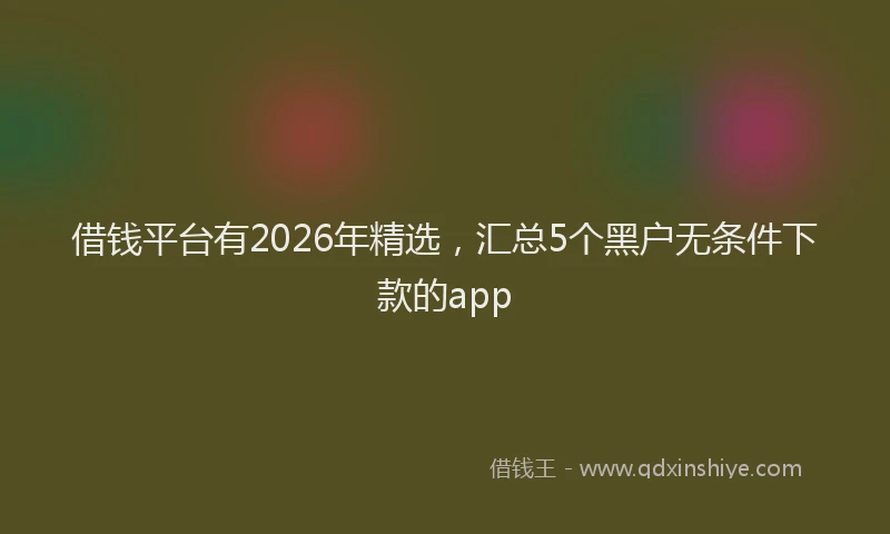 借钱平台有2026年精选，汇总5个黑户无条件下款的app
