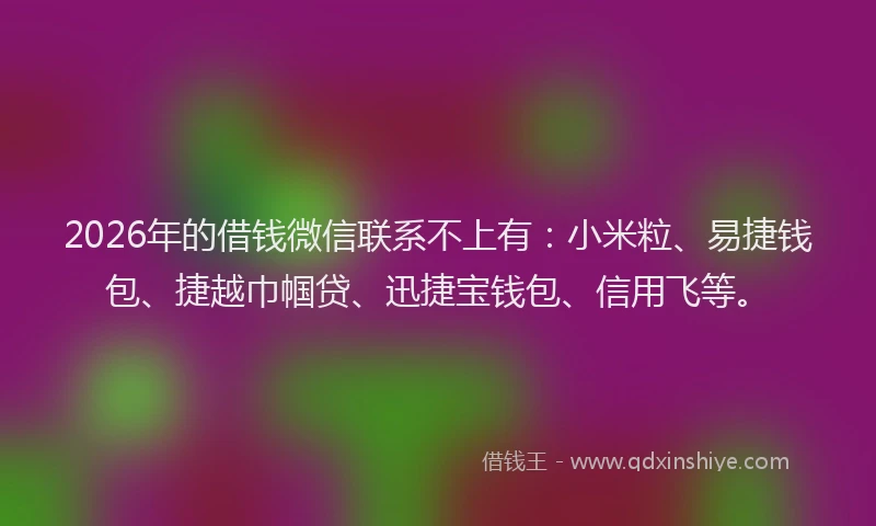 2026年的借钱微信联系不上有：小米粒、易捷钱包、捷越巾帼贷、迅捷宝钱包、信用飞等。