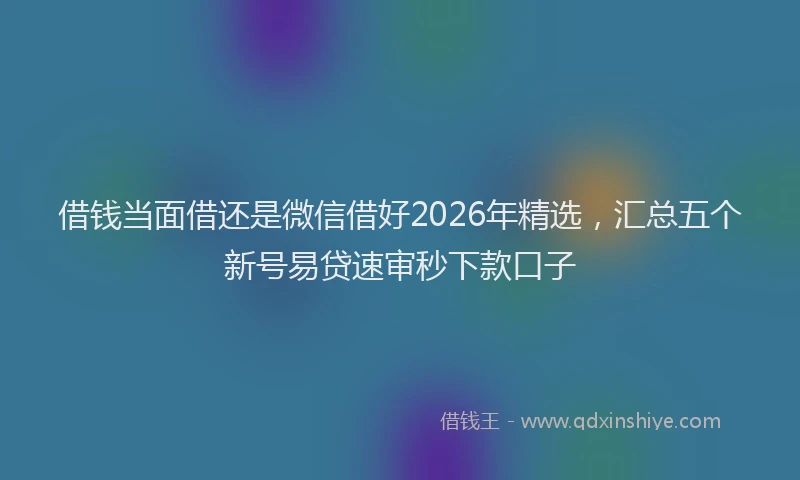借钱当面借还是微信借好2026年精选,汇总五个新号易贷速审秒下款口子