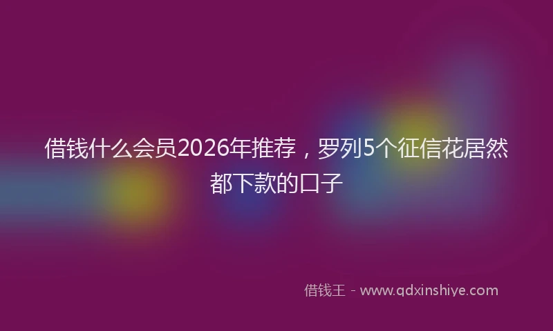 借钱什么会员2026年推荐，罗列5个征信花居然都下款的口子